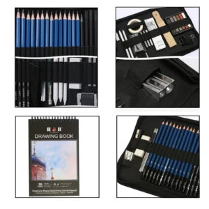 51 Pack Professional Sketch Pencil Set in Zipper Carry Case