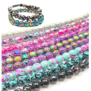 Glass Beads 8mm Bulk 7 Colors Asst, 200 pcs