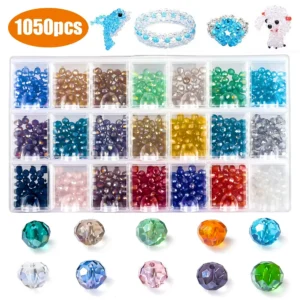 1050pcs Briolette Crystal Glass Beads Supplies